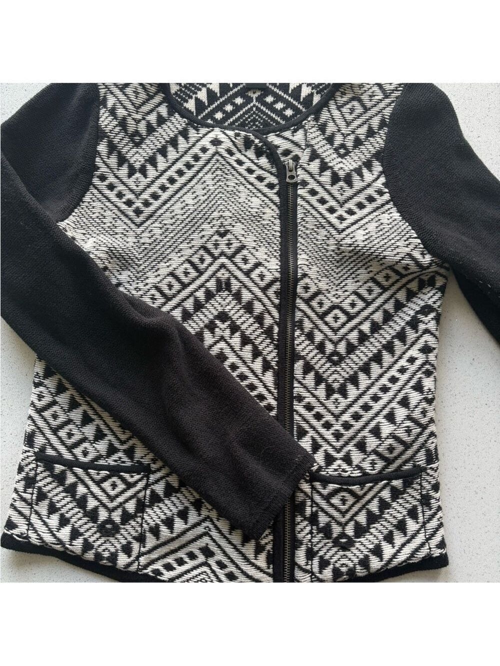 Lucky Brand Black and White Knit Cardigan ladies medium